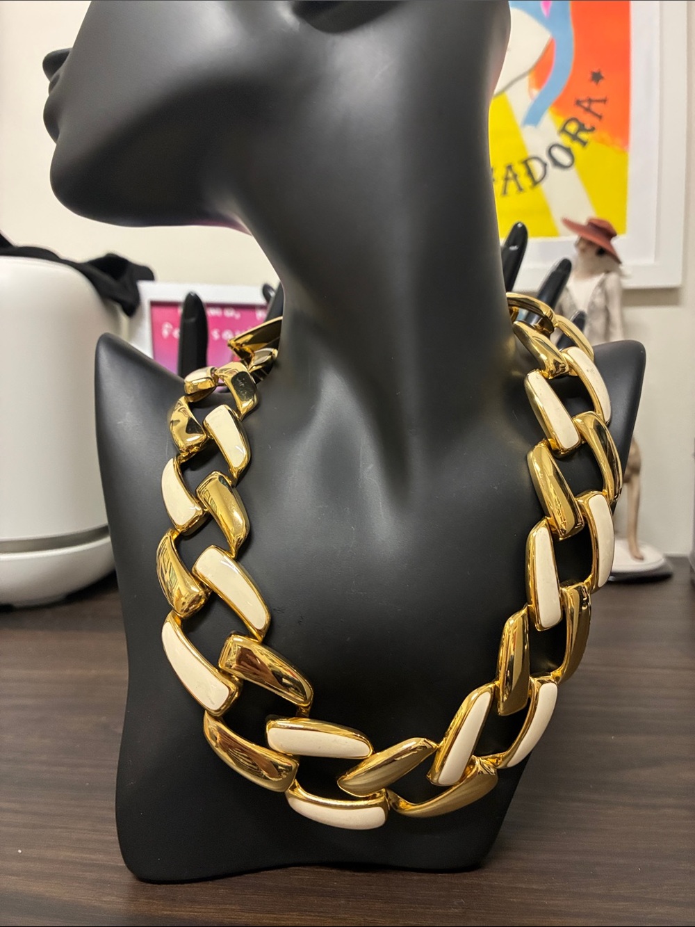 Napier Gold and Cream Oversized Link Necklace
